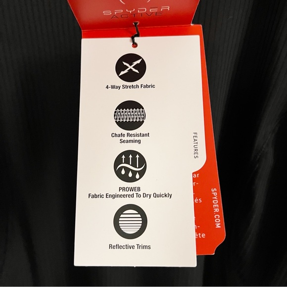 Spyder Black Activewear 1/4 Zip Neck Pullover Ribbed Long Sleeve NEW Size XL - Picture 5 of 12